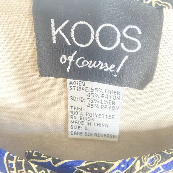 Koos of Course Reversible Blue Pinstripe and Cream 4 button Linen Jacket Size Lg - Picture 5 of 8